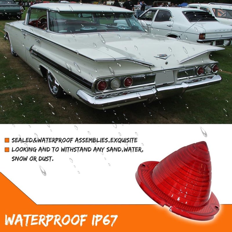 ADIIL 2PCS Rear Red Lens Tail Light Lamp Kit For 1960 1961 Chevrolet Bel Air/Biscayne/Nomad/El Camino & Impala - Image 5